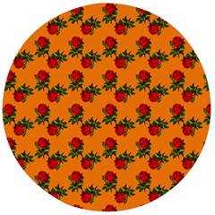 Red Roses Orange Wooden Bottle Opener (round)