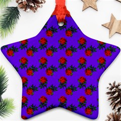 Red Roses Blue Purple Ornament (star) by snowwhitegirl