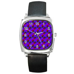 Red Roses Blue Purple Square Metal Watch by snowwhitegirl