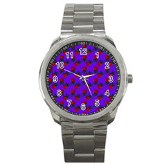 Red Roses Blue Purple Sport Metal Watch by snowwhitegirl