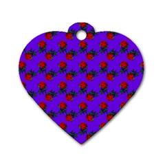 Red Roses Blue Purple Dog Tag Heart (two Sides) by snowwhitegirl