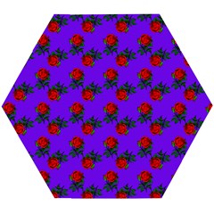 Red Roses Blue Purple Wooden Puzzle Hexagon