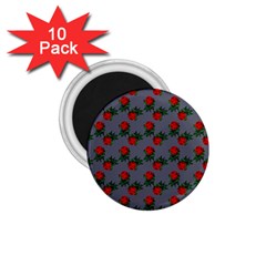 Red Roses Grey 1 75  Magnets (10 Pack)  by snowwhitegirl