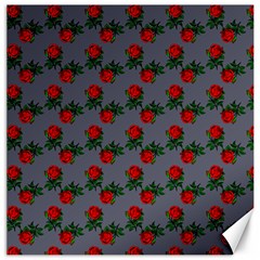 Red Roses Grey Canvas 12  X 12  by snowwhitegirl