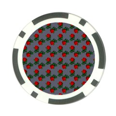 Red Roses Grey Poker Chip Card Guard by snowwhitegirl