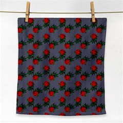 Red Roses Grey Face Towel by snowwhitegirl