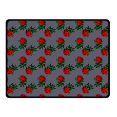 Red Roses Grey Fleece Blanket (small) by snowwhitegirl