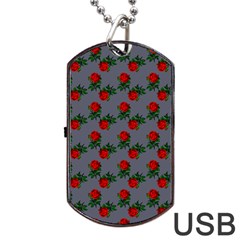 Red Roses Grey Dog Tag Usb Flash (two Sides) by snowwhitegirl