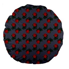 Red Roses Grey Large 18  Premium Round Cushions by snowwhitegirl