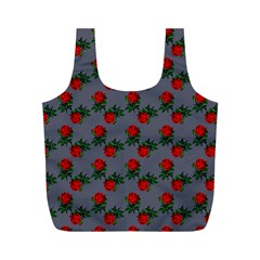 Red Roses Grey Full Print Recycle Bag (m) by snowwhitegirl