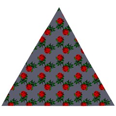 Red Roses Grey Wooden Puzzle Triangle