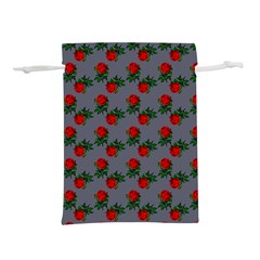 Red Roses Grey Lightweight Drawstring Pouch (l) by snowwhitegirl