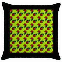 Red Roses Lime Green Throw Pillow Case (black) by snowwhitegirl