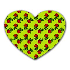 Red Roses Lime Green Heart Mousepads by snowwhitegirl