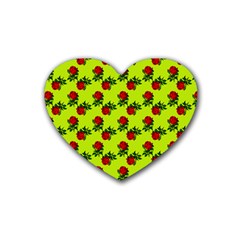 Red Roses Lime Green Heart Coaster (4 Pack)  by snowwhitegirl