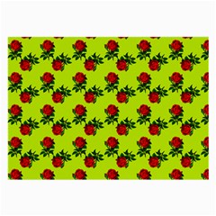 Red Roses Lime Green Large Glasses Cloth by snowwhitegirl