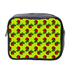 Red Roses Lime Green Mini Toiletries Bag (two Sides) by snowwhitegirl