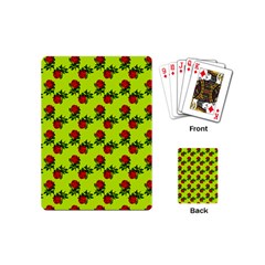 Red Roses Lime Green Playing Cards Single Design (mini) by snowwhitegirl