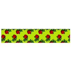 Red Roses Lime Green Small Flano Scarf by snowwhitegirl