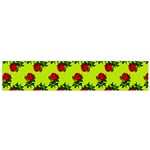 Red Roses Lime Green Small Flano Scarf Front