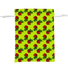 Red Roses Lime Green  Lightweight Drawstring Pouch (xl)