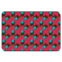 Blue Roses Pink Large Doormat  by snowwhitegirl