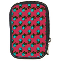 Blue Roses Pink Compact Camera Leather Case by snowwhitegirl