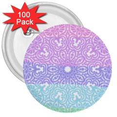 Vintage Pastel Mandala White 3  Buttons (100 Pack)  by snowwhitegirl