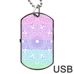 Vintage Pastel Mandala White Dog Tag Usb Flash (two Sides) by snowwhitegirl