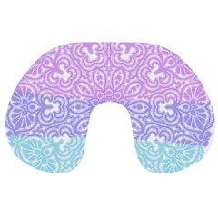 Vintage Pastel Mandala White Travel Neck Pillow by snowwhitegirl