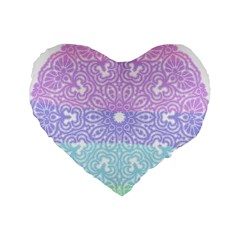 Vintage Pastel Mandala White Standard 16  Premium Flano Heart Shape Cushions by snowwhitegirl