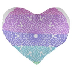 Vintage Pastel Mandala White Large 19  Premium Flano Heart Shape Cushions