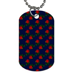 Red Roses Dark Blue Dog Tag (one Side)