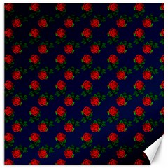 Red Roses Dark Blue Canvas 12  X 12 