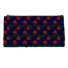 Red Roses Dark Blue Pencil Cases by snowwhitegirl