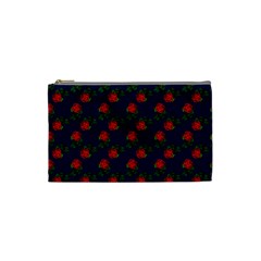 Red Roses Dark Blue Cosmetic Bag (small) by snowwhitegirl