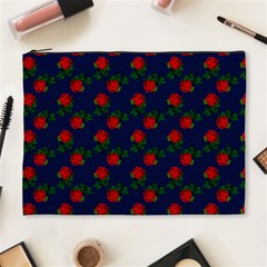 Red Roses Dark Blue Cosmetic Bag (xl) by snowwhitegirl