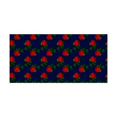 Red Roses Dark Blue Yoga Headband