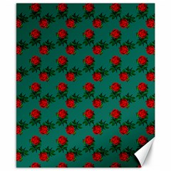 Red Roses Teal Green Canvas 8  X 10  by snowwhitegirl