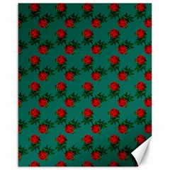 Red Roses Teal Green Canvas 16  X 20 