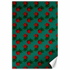 Red Roses Teal Green Canvas 20  X 30 