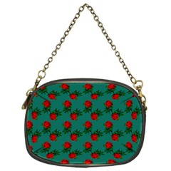 Red Roses Teal Green Chain Purse (one Side) by snowwhitegirl