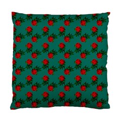 Red Roses Teal Green Standard Cushion Case (two Sides) by snowwhitegirl