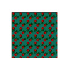 Red Roses Teal Green Satin Bandana Scarf by snowwhitegirl