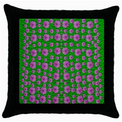 Bloom In Peace And Love Throw Pillow Case (black) by pepitasart