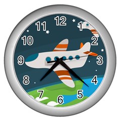 Plane Aircraft Flight Wall Clock (silver) by Simbadda