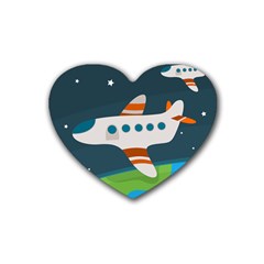 Plane Aircraft Flight Rubber Coaster (heart)  by Simbadda