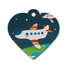 Plane Aircraft Flight Dog Tag Heart (one Side) by Simbadda