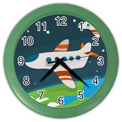 Plane Aircraft Flight Color Wall Clock by Simbadda