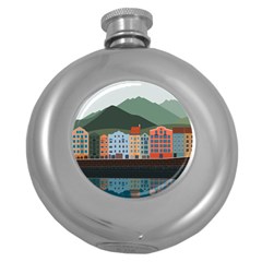 Traveling Travel Tourism Vacation Round Hip Flask (5 Oz) by Simbadda